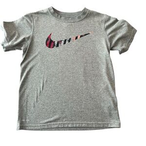 Nike Youth Small Dri-FIT T-Shirt - Gray with Graphic Swoosh